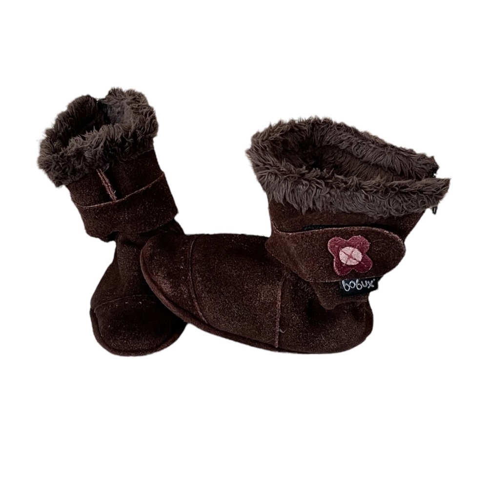 Bobux Leather Suede Baby Bootie Brown Soft Sole